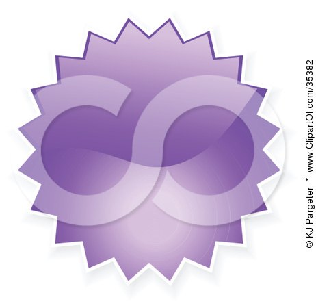 Clipart Illustration of a Purple Shiny Starburst Shaped Internet Button Icon by KJ Pargeter