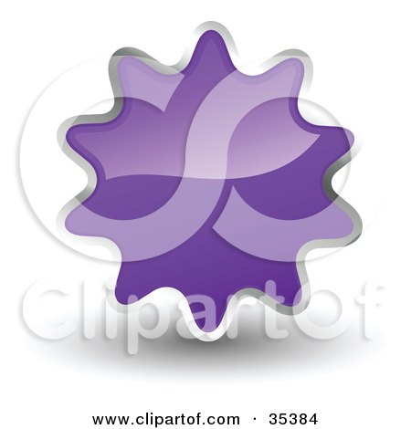 Clipart Illustration of a Shiny, Purple, Starburst Shaped Web Design Internet Button Or Icon by KJ Pargeter