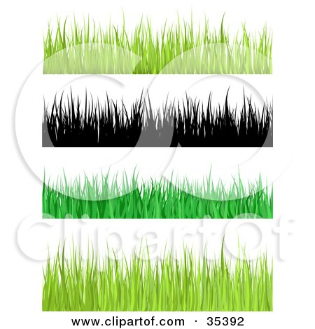 Clipart Illustration of a Border Of Yellowish Blades Of Grass by KJ Pargeter