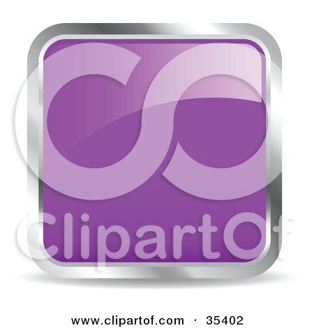 Clipart Illustration of a Shiny, Purple, Square, Chrome Rimmed Internet Icon Or Button by KJ Pargeter