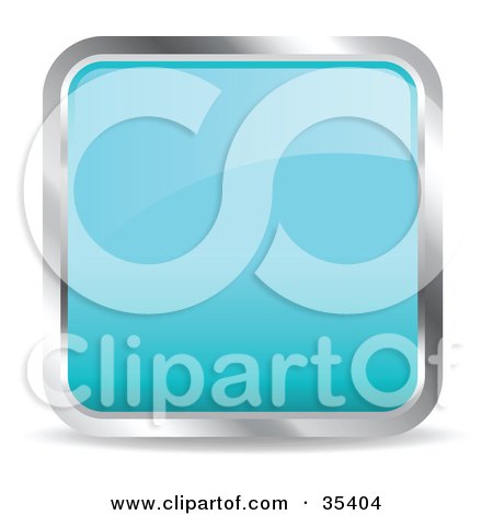 Clipart Illustration of a Shiny, Light Blue, Square, Chrome Rimmed Internet Icon Or Button by KJ Pargeter