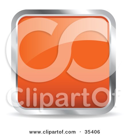 Clipart Illustration of a Shiny, Orange, Square, Chrome Rimmed Internet Icon Or Button by KJ Pargeter