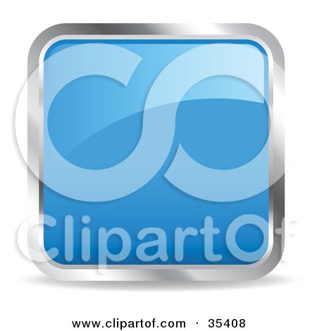 Clipart Illustration of a Shiny, Blue, Square, Chrome Rimmed Internet Icon Or Button by KJ Pargeter