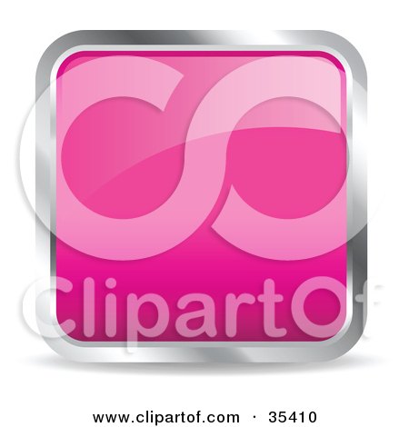 Clipart Illustration of a Shiny, Pink, Square, Chrome Rimmed Internet Icon Or Button by KJ Pargeter