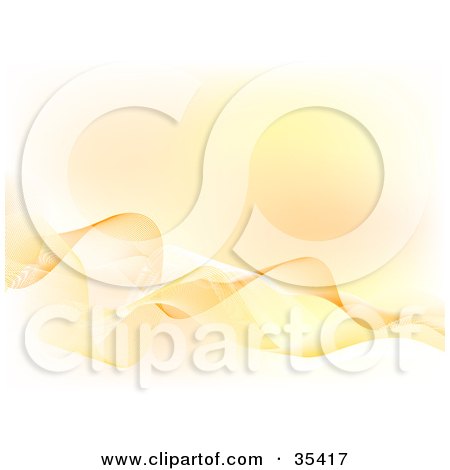 Clipart Illustration of a Background Of Abstract White And Orange Waves And Blur by KJ Pargeter