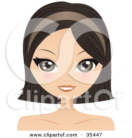 Clipart Illustration of a Pretty Brunette Caucasian Woman Wearing A Headband And Smiling by Melisende Vector