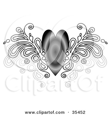 Clipart Illustration of a Gradient Heart With Paisley Wings by C Charley-Franzwa
