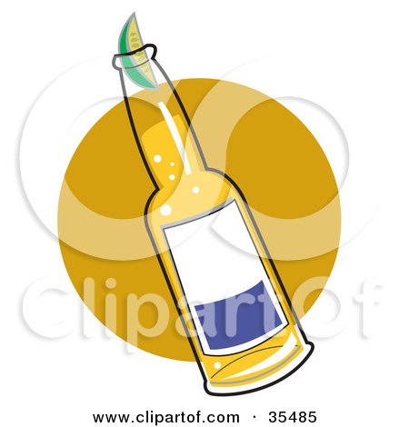 Clipart Illustration of a Slice Of Lime Resting On The Top Of A Full Beer Bottle by Andy Nortnik