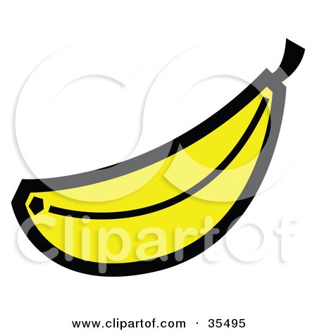 Clipart Illustration of a Ripe Bright Yellow Banana by Andy Nortnik