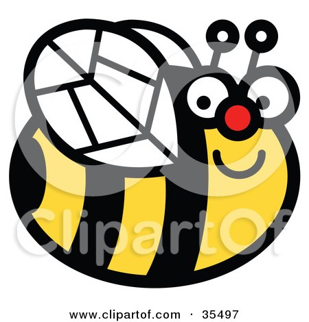 Clipart Illustration of a Happy Chubby Honey Bee Smiling And Flying By by Andy Nortnik