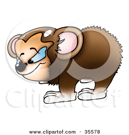 Clipart Illustration of a Small Brown Bear With Rounded Ears And Blue Eyes by dero
