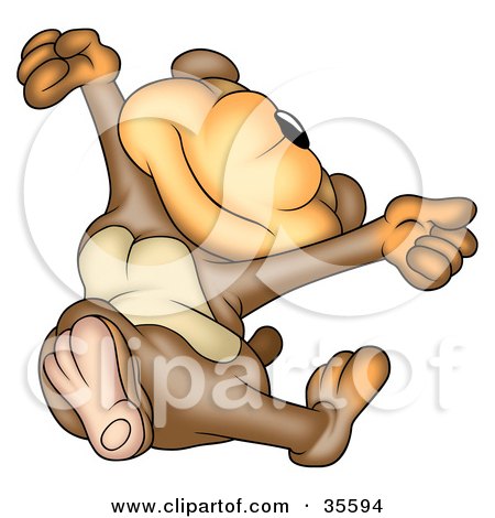 Clipart Illustration of an Energetic Or Sleepy Bear Stretching Or Leaping Into The Air by dero