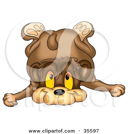 Clipart Illustration of a Clumsy Bear Toppling Over Onto His Face by dero