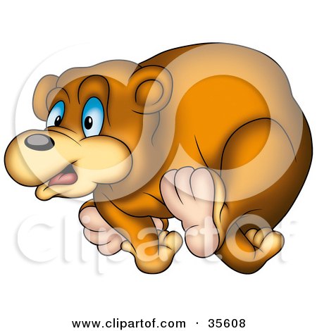 Clipart Illustration of a Blue Eyed Bear Running by dero