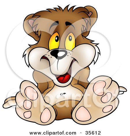 Clipart Illustration of an Adorable Relaxed Bear Leaning Back On His Hands by dero