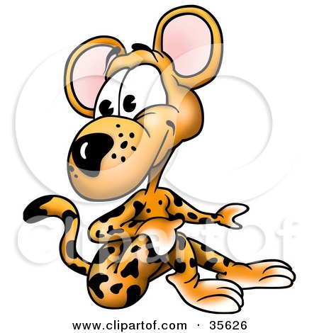 Clipart Illustration of a Cute Leopard Sitting On The Ground With His Knees Up by dero