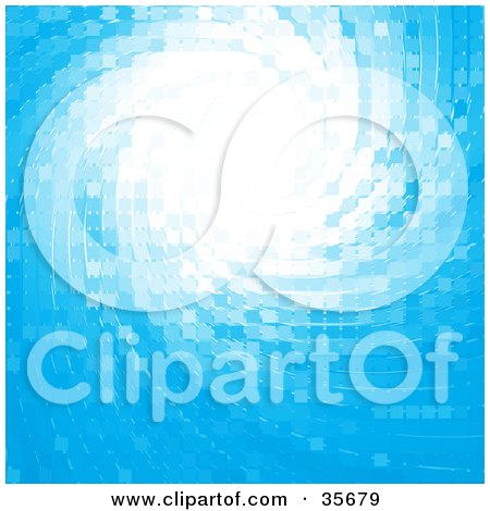 Clipart Illustration of a Background Of Swirling Blue Tiles And Bright Light by elaineitalia