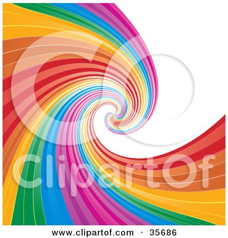 Clipart Illustration of a Curling Rainbow Spiraling In The Distance by elaineitalia
