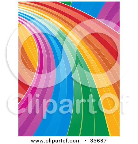 Clipart Illustration of a Curving Rainbow Road Leading To The Left by elaineitalia