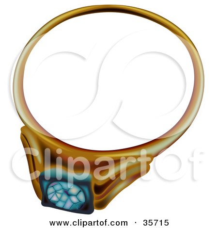 Clipart Illustration of a Golden Diamond Wedding Ring by dero