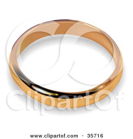 Clipart Illustration of a Golden Wedding Band Ring With A Shadow by dero