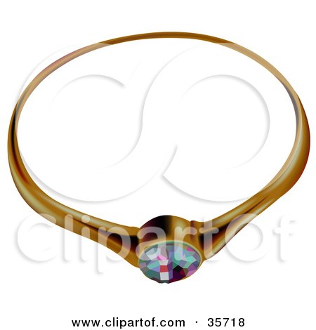 Clipart Illustration of an Ornate Gold Diamond Wedding Ring by dero