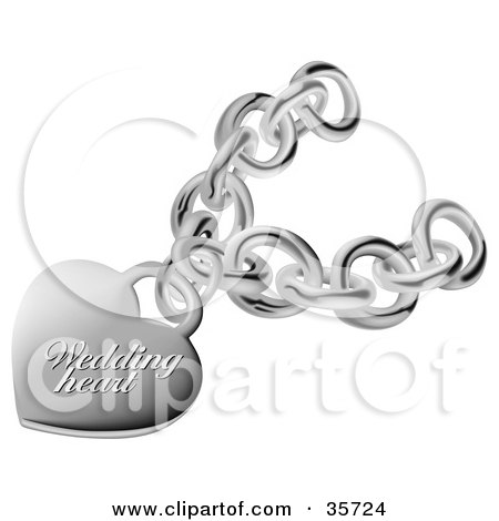 Clipart Illustration of a Silver Wedding Heart Pendant On A Chain by dero