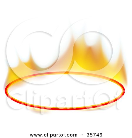 Clipart Illustration of a Flaming Blank Oval Text Box Or Sign by dero