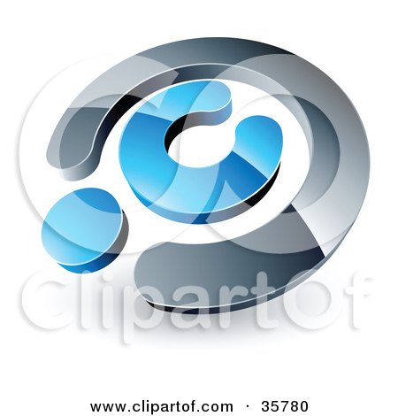 Clipart Illustration of a Pre-Made Logo Of A Chrome And Blue Copyright Symbol by beboy