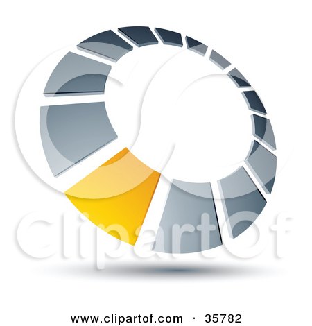 Clipart Illustration of a Pre-Made Logo Of A Yellow Square In A Chrome Dial by beboy