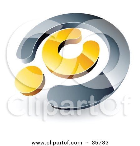 Clipart Illustration of a Pre-Made Logo Of A Chrome And Yellow Copyright Symbol by beboy