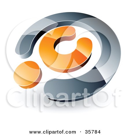 Clipart Illustration of a Pre-Made Logo Of A Chrome And Orange Copyright Symbol by beboy