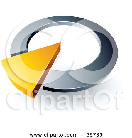 Clipart Illustration of a Pre-Made Logo Of A Yellow Arrow In A Silver Circular Dial by beboy