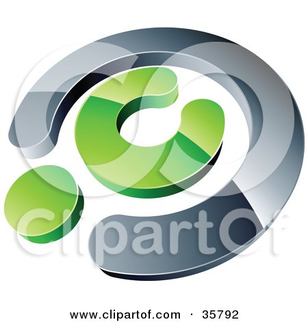 Clipart Illustration of a Pre-Made Logo Of A Chrome And Green Copyright Symbol by beboy