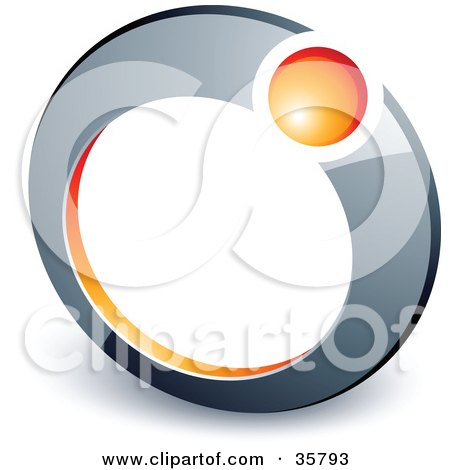 Clipart Illustration of a Pre-Made Logo Of An Orange Ball In A Chrome Ring by beboy
