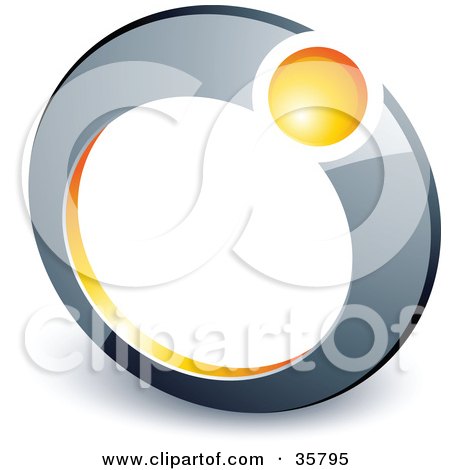 Clipart Illustration of a Pre-Made Logo Of A Yellow Ball In A Chrome Ring by beboy