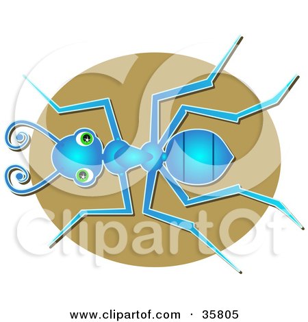 Clipart Illustration of a Blue Worker Or Sugar Ant With Green Eyes, Looking Upwards by Prawny