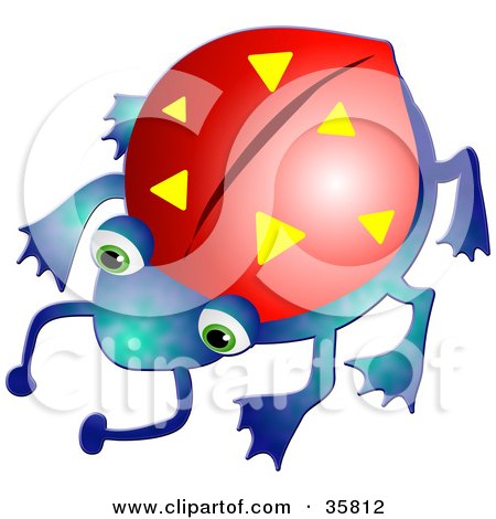 Clipart Illustration of a Blue Beetle With Yellow Markings On Its Red Wings by Prawny