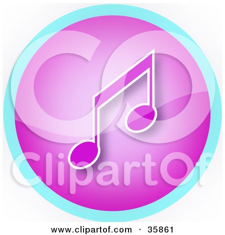 Clipart Illustration of a Purple Music Note Icon Button With Blue Trim by YUHAIZAN YUNUS