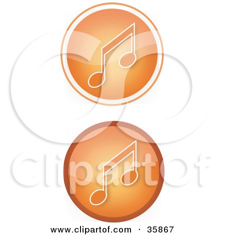 Clipart Illustration of a Set Of Two Orange Music Icon Buttons With Music Notes by YUHAIZAN YUNUS
