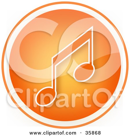 Clipart Illustration of a White Ring Around A Shiny Orange Music Note Icon Button by YUHAIZAN YUNUS