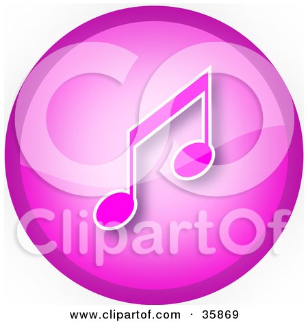 Clipart Illustration of a Pink Music Note Icon Button by YUHAIZAN YUNUS