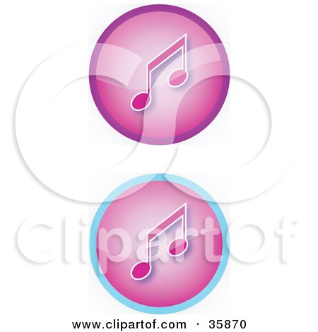 Clipart Illustration of a Set Of Two Pale Purple Music Icon Buttons With Music Notes by YUHAIZAN YUNUS