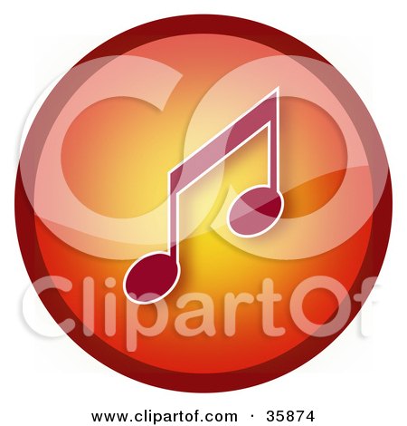 Clipart Illustration of a Gradient Red And Orange Music Note Icon Button by YUHAIZAN YUNUS