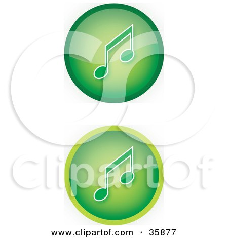 Clipart Illustration of a Set Of Two Green Music Icon Buttons With Music Notes by YUHAIZAN YUNUS