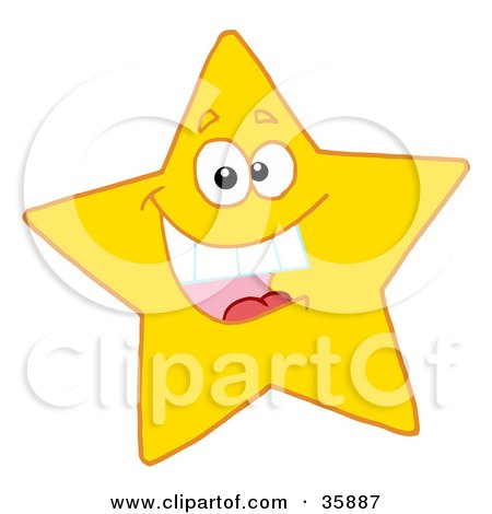 Clipart Illustration of a Hyper, Happy Yellow Star Smiling And Showing His Teeth by Hit Toon