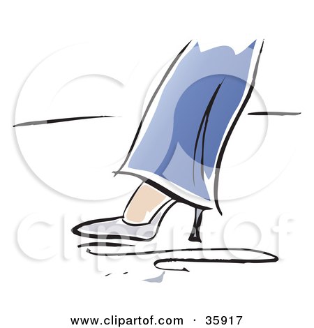Clip Art Illustration of a Woman's Foot In Jeans And A High Heeled Shoe, Taking A Step by Lisa Arts