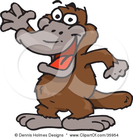 Clipart Illustration of a Friendly Brown Platypus Waving by Dennis Holmes Designs