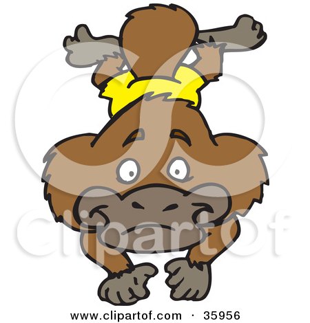 Clipart Illustration of a Brown Platypus In Orange Shorts, Swimming Forward by Dennis Holmes Designs