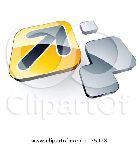 Clipart Illustration of a Pre-Made Logo Of An Arrow On A Yellow Box Near Orange Squares by beboy